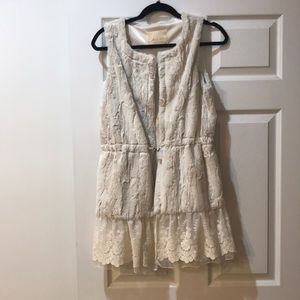 Fur/lace vest cardigan